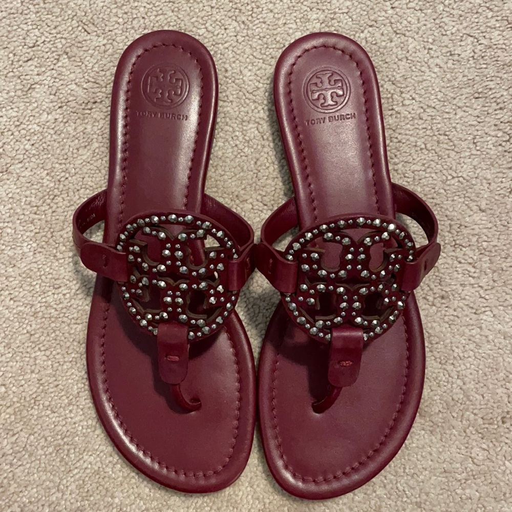 Burgundy Tory Burch Sandals (WORN ONCE)